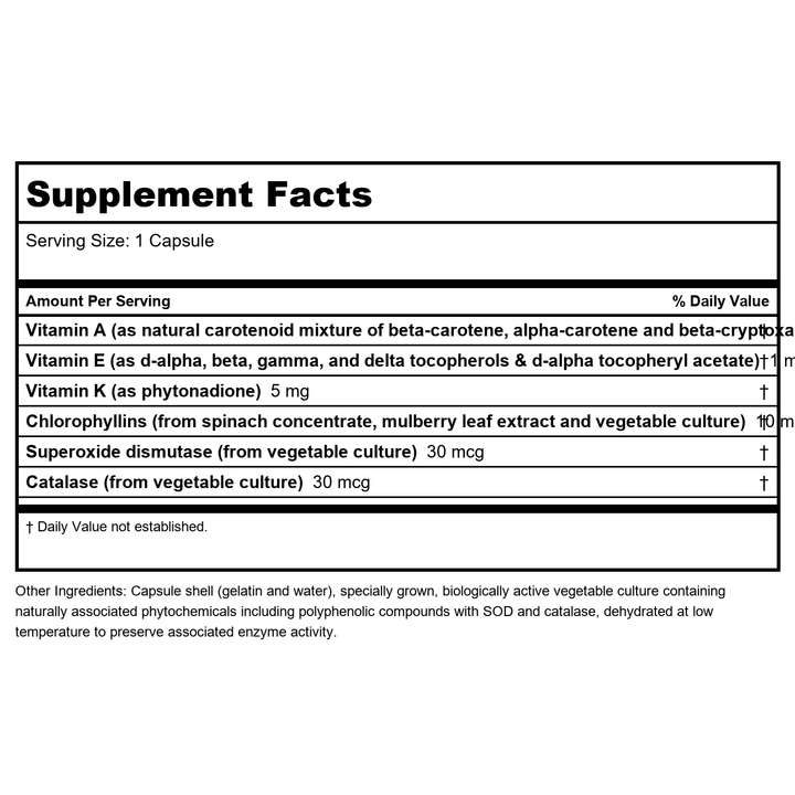 Biotics Research Chlorocaps 90 Capsules - Supplement Facts panel