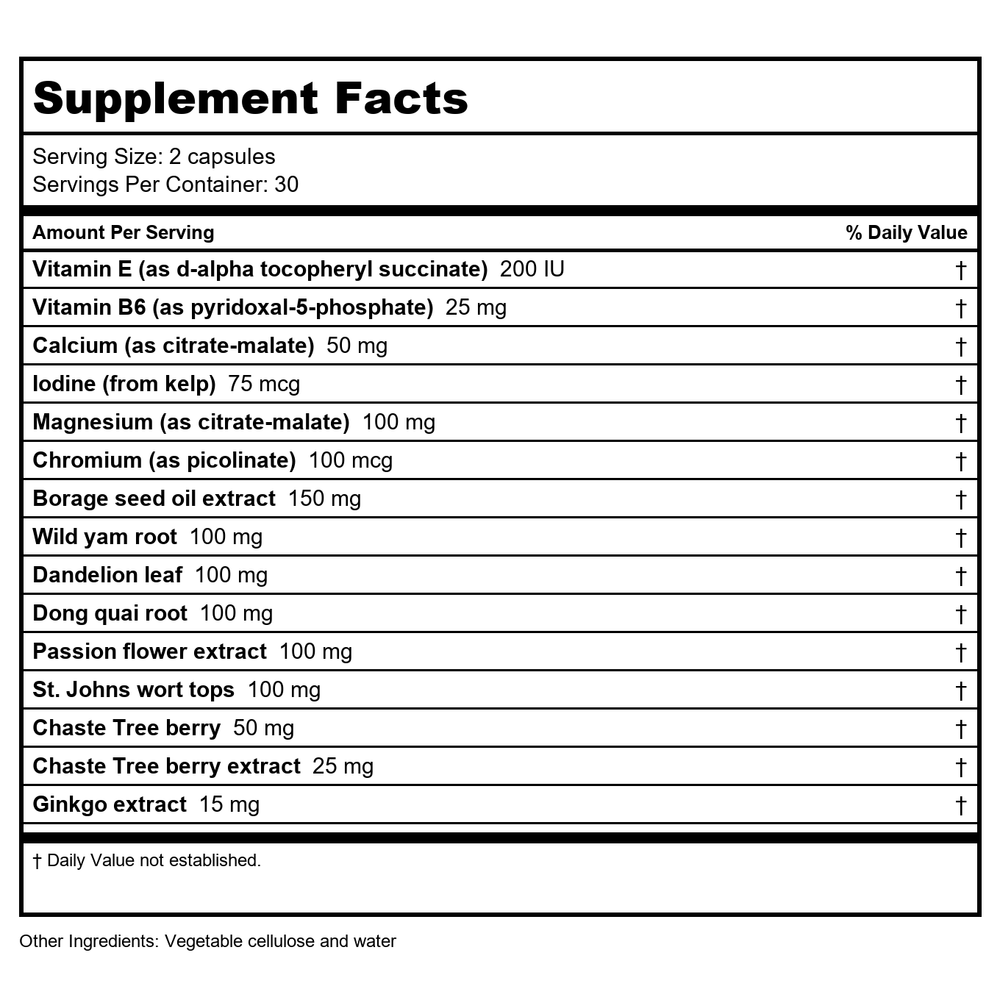Vitanica Women's Phase 1 60 Vcaps - Supplement Facts panel