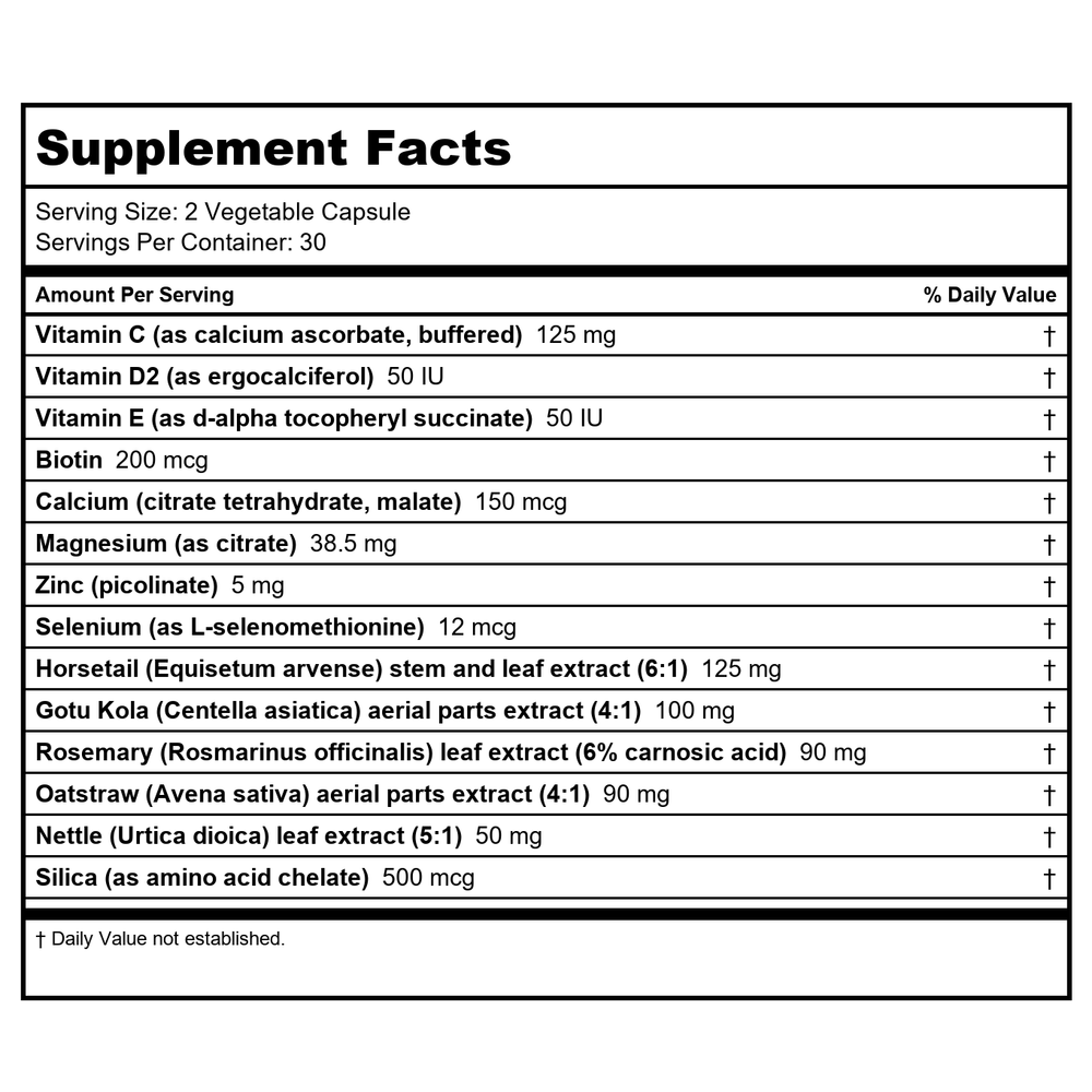 Vitanica Luminous 60 Vcaps - Supplement Facts panel