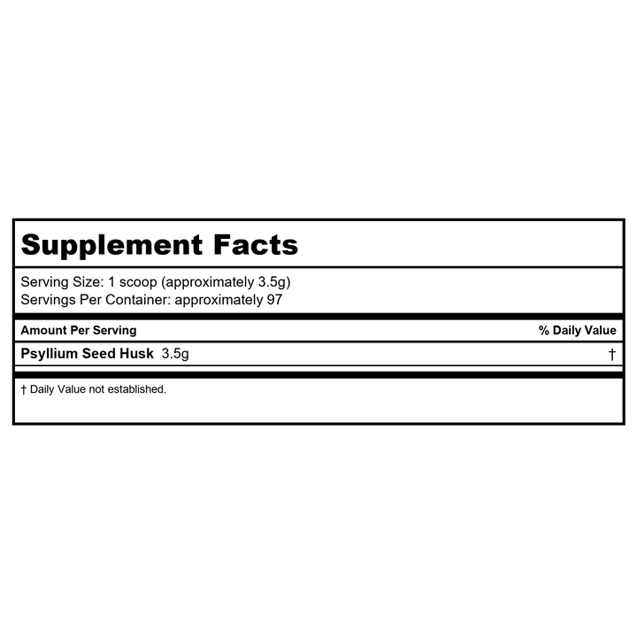 Now Foods Whole Psyllium Husks 12oz - 5980 - 4 Pack - Supplement Facts panel