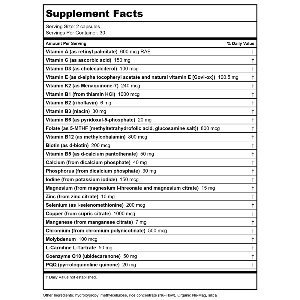 Resotrative Formulations CoQ10-175 60 Vcaps - Supplement Facts panel