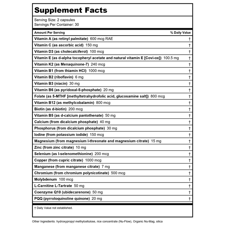 Resotrative Formulations CoQ10-175 60 Vcaps - Supplement Facts panel