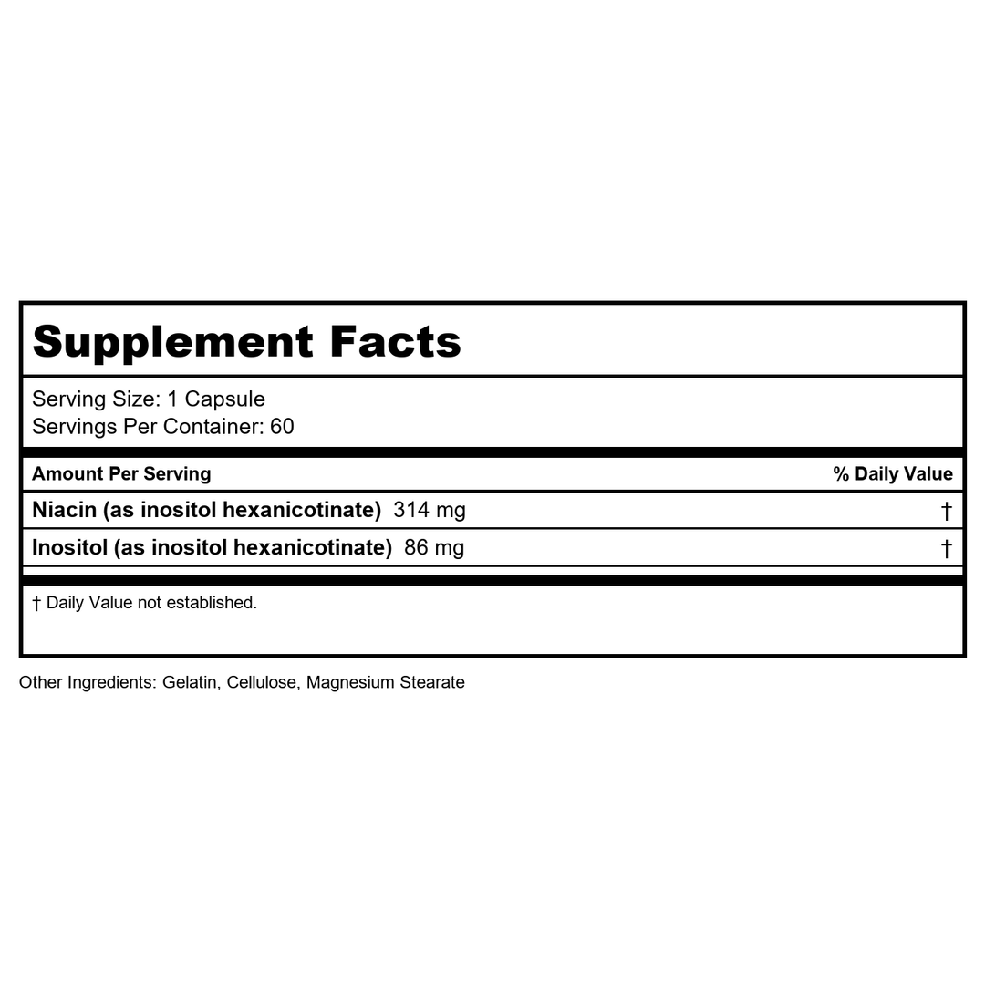 Ecological Formulas Niasitol 60 Capsules - Supplement Facts panel