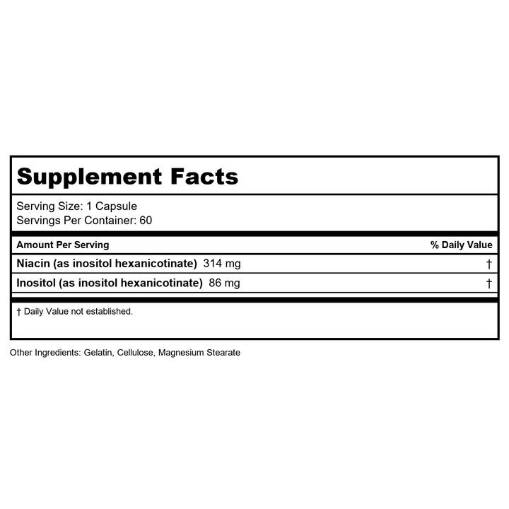 Ecological Formulas Niasitol 60 Capsules - Supplement Facts panel