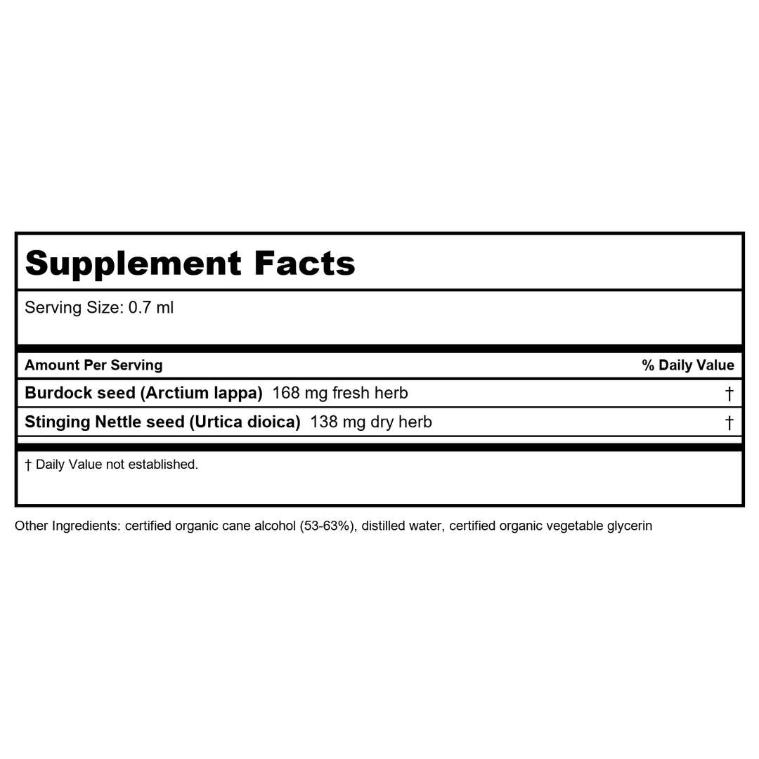 Herb Pharm Skin Health 1oz - Supplement Facts panel