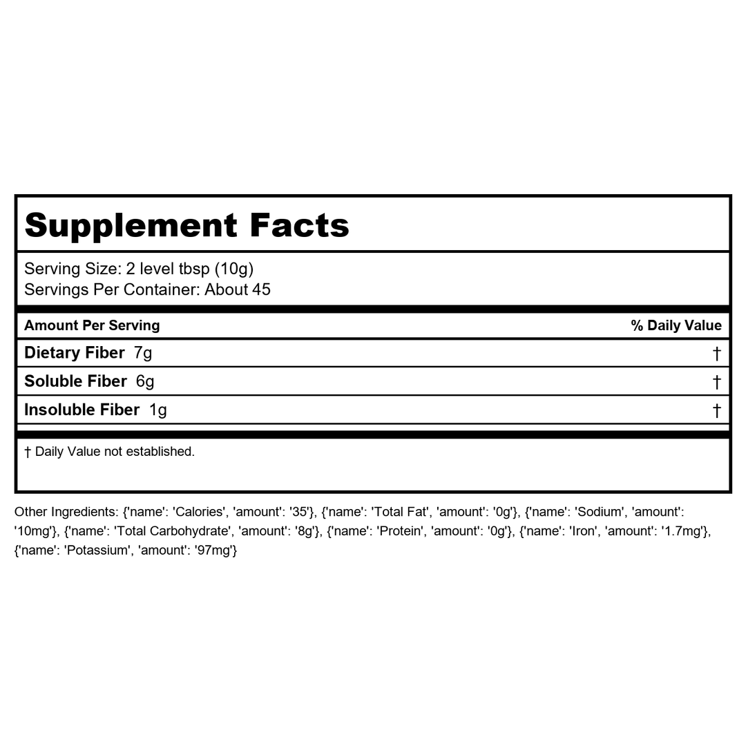 Now Foods Whole Psyllium Husks 16oz - 5981 - Supplement Facts panel