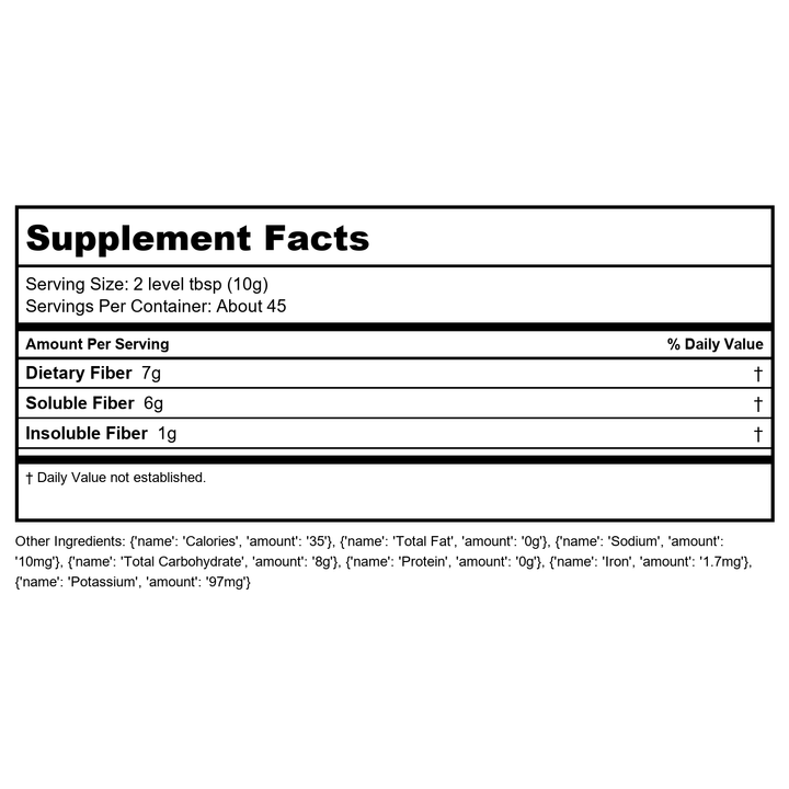 Now Foods Whole Psyllium Husks 16oz - 5981 - Supplement Facts panel