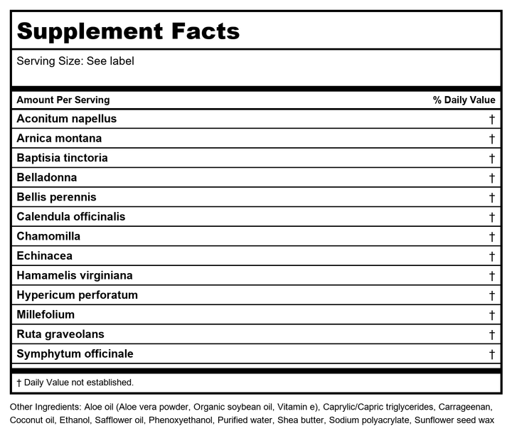Medinatura T-Relief Extra Strength Pain Relief Cream 3 Oz - Supplement Facts panel