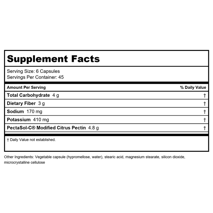 EcoNugenics PectaSol Modified Citrus Pectin 270 Vcaps - EQ0032 - Supplement Facts panel