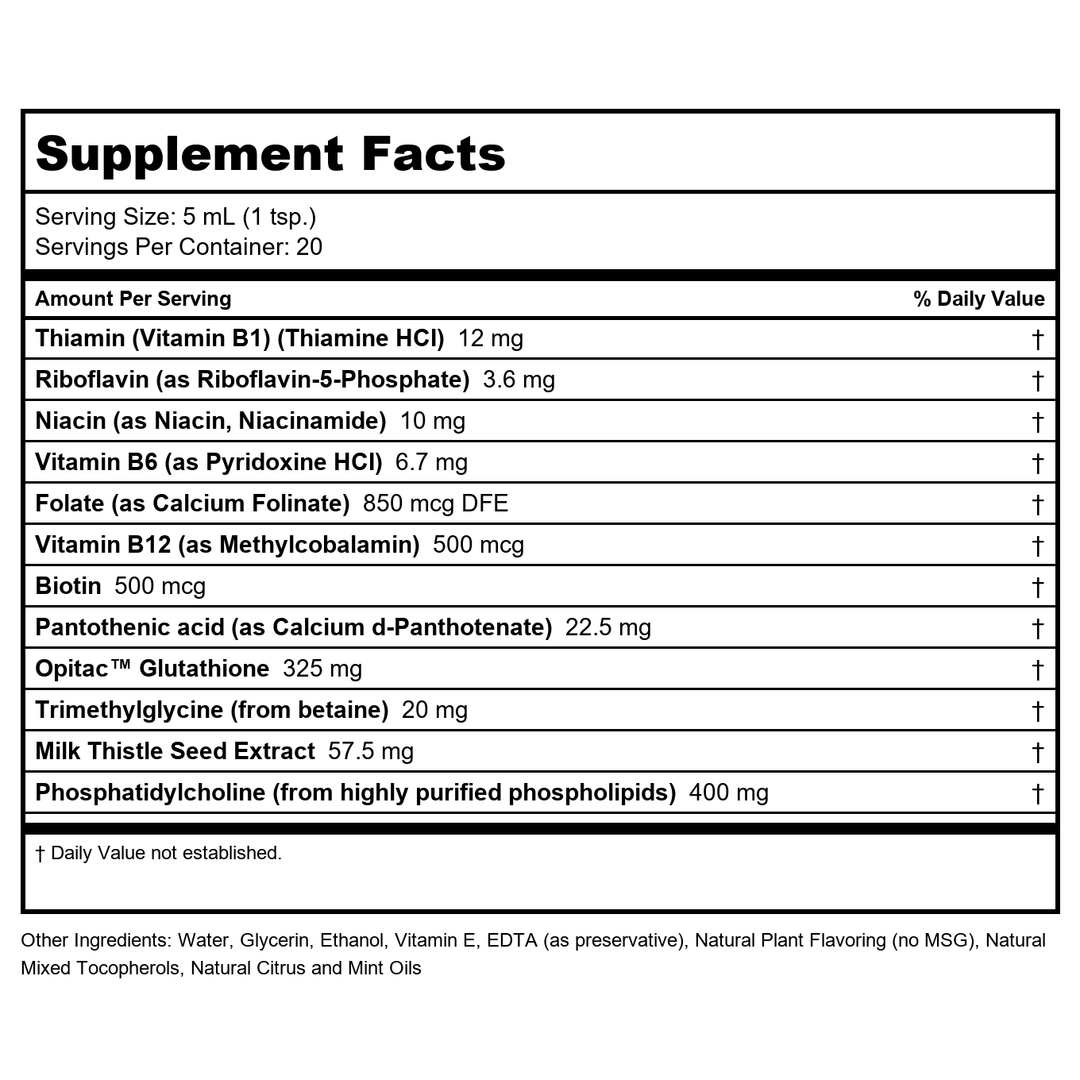 Quicksilver Scientific Glutathione Complex 100 ml - Supplement Facts panel