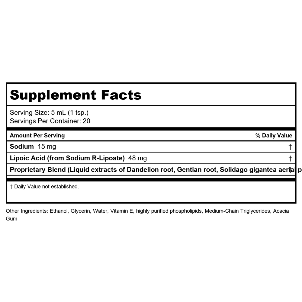 Quicksilver Scientific Dr. Shade's Liver Sauce 100 ml - Supplement Facts panel