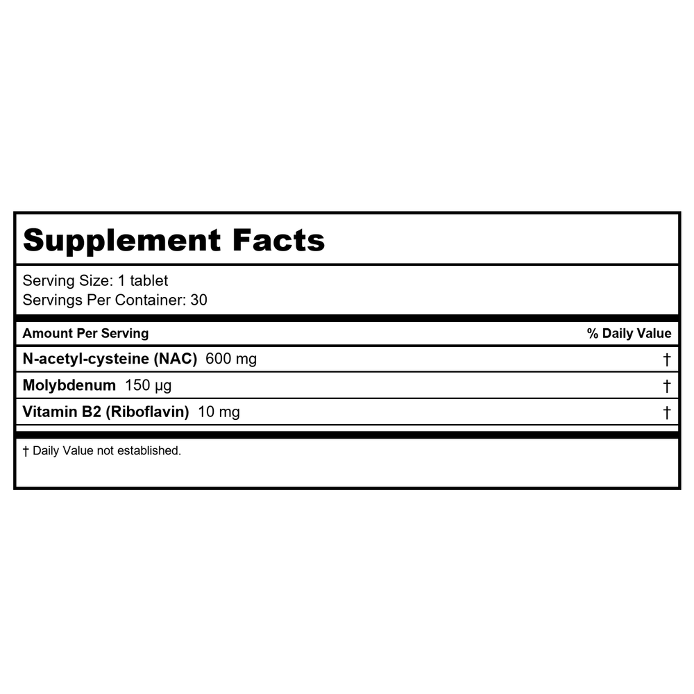 Kal NAC+ 600 mg 30 Tablets - Supplement Facts panel