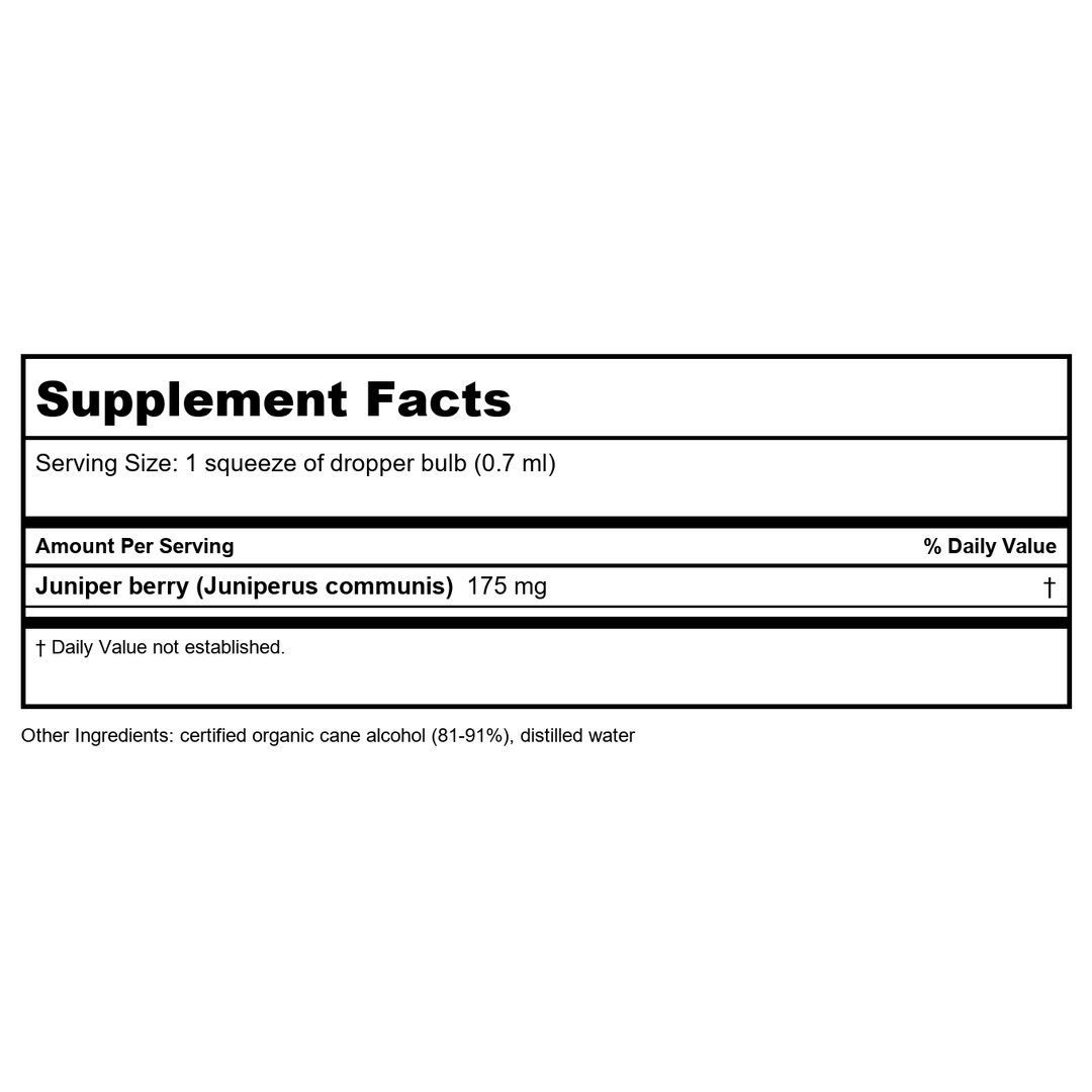 Herb Pharm Juniper 1oz - Supplement Facts panel