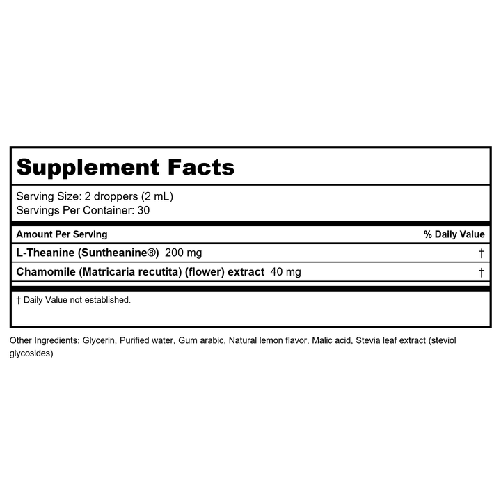 Numedica L-Theanine Liquid Natural Lemon 2oz - Supplement Facts panel