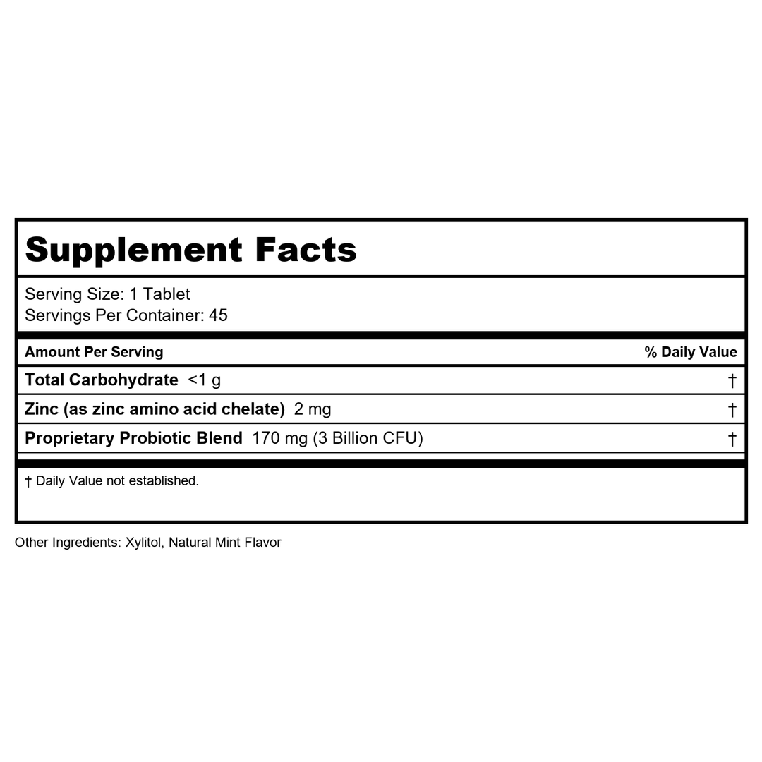 Hyperbiotics PRO-Dental Mint 45 Chewable Tablets - Supplement Facts panel