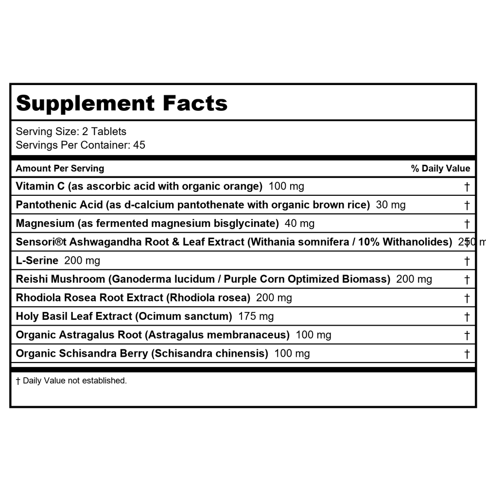 Innate Response Adrenal Response Complete Care 90 Tablets - Supplement Facts panel
