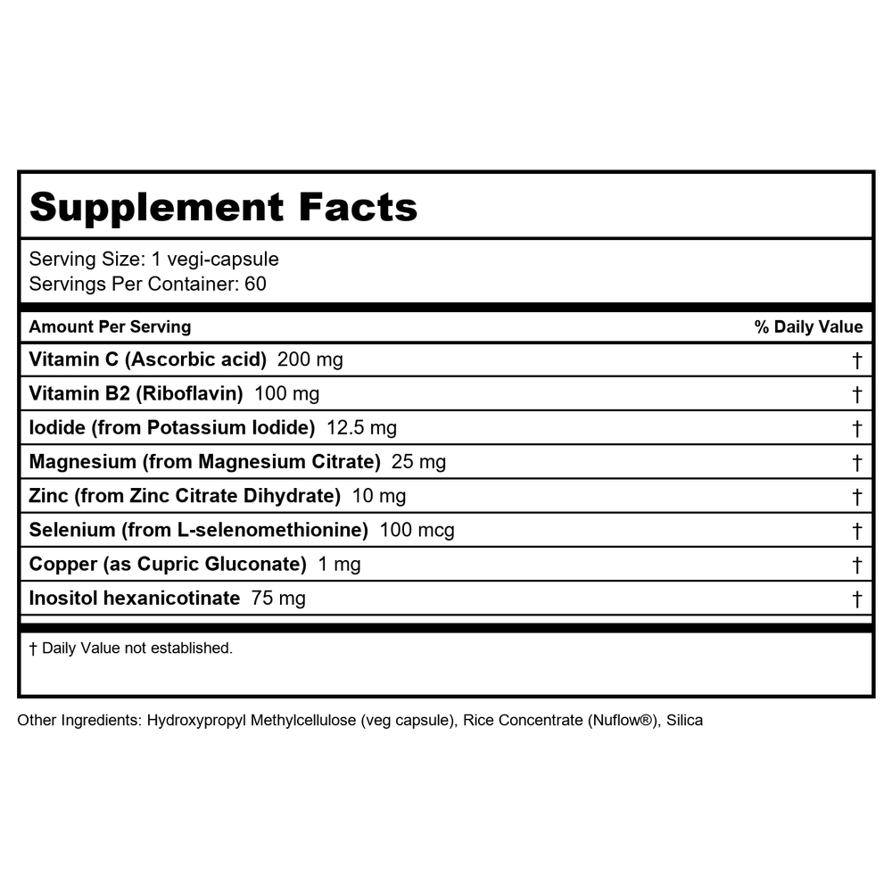 Restorative Formulations Iodine PX 60 Vcaps - Supplement Facts panel