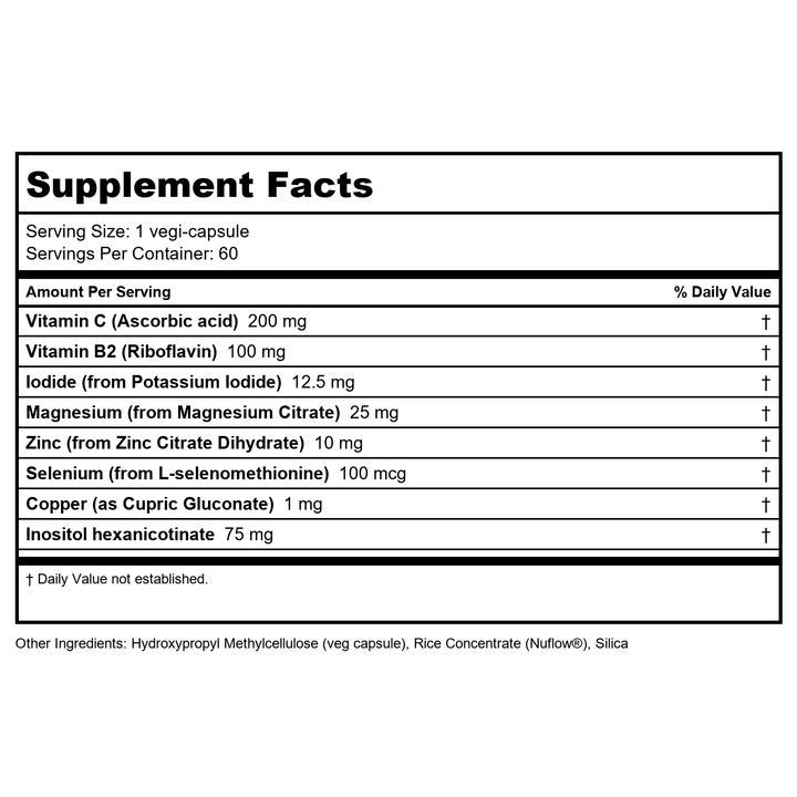 Restorative Formulations Iodine PX 60 Vcaps - Supplement Facts panel