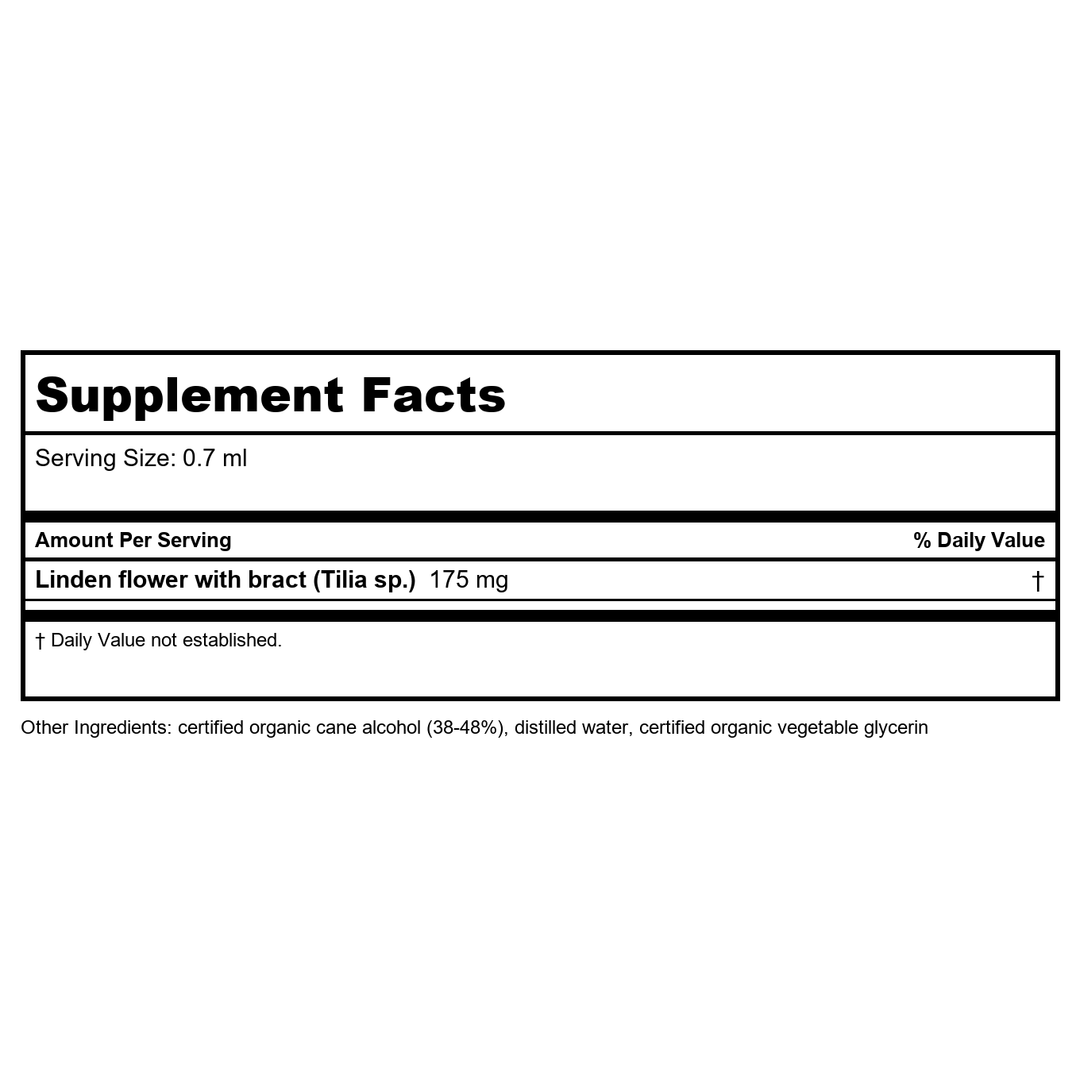 Herb Pharm Linden 1oz - 2 Pack - Supplement Facts panel