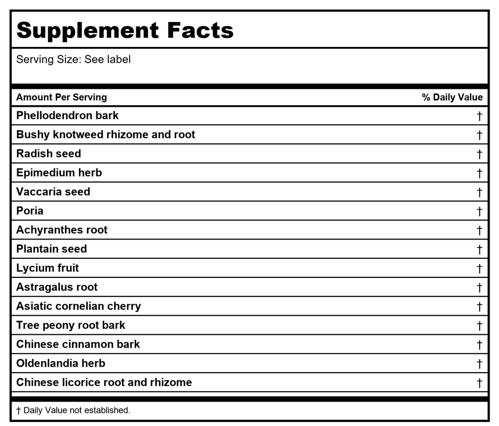 Kan Herb Traditionals Prostate Support 60 Tablets - - Supplement Facts panel