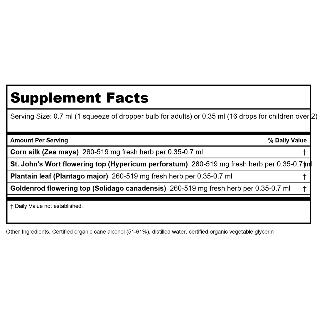 Herb Pharm Calm Bladder 1oz - Supplement Facts panel