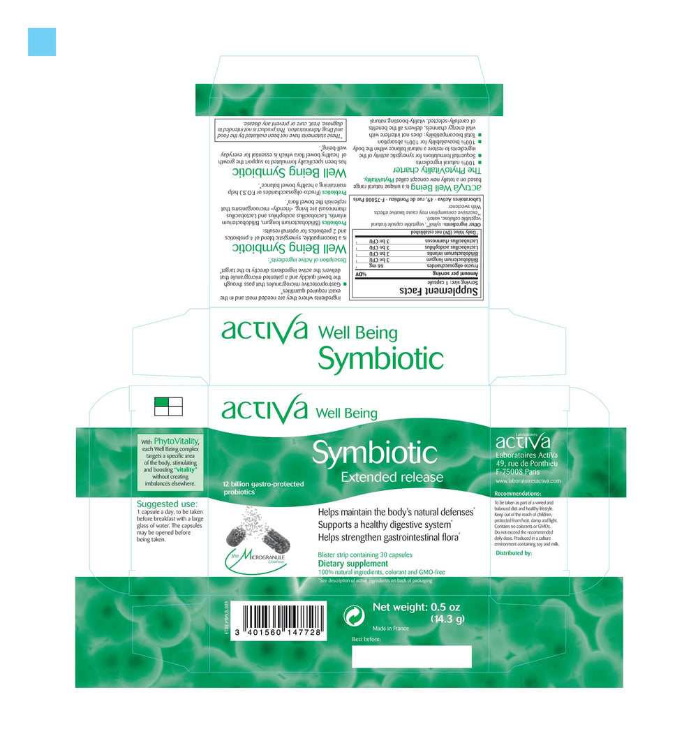 Activa Well Being Symbiotic 30 Capsules - Supplement Facts panel