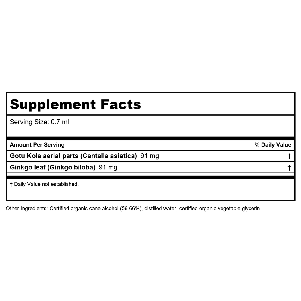 Herb Pharm Brain And Memory 1oz - 4 Pack - Supplement Facts panel
