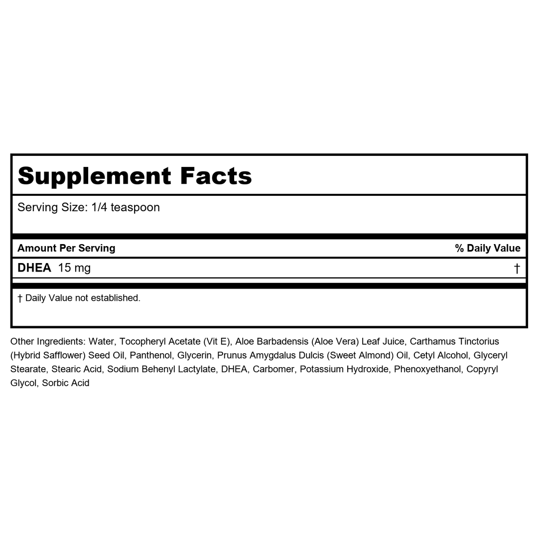 Emerita DHEA Balancing Cream 4oz - Supplement Facts panel
