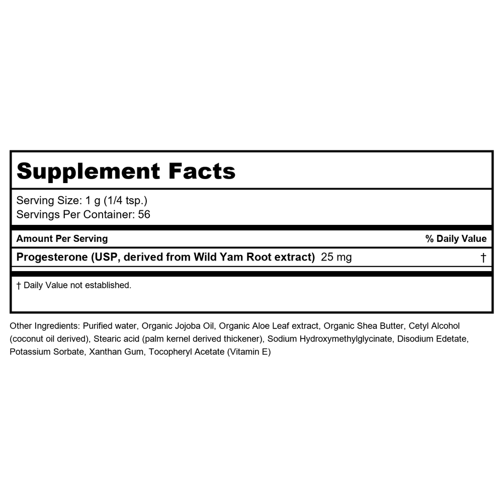Karuna Progesterone Plus 2oz - Supplement Facts panel