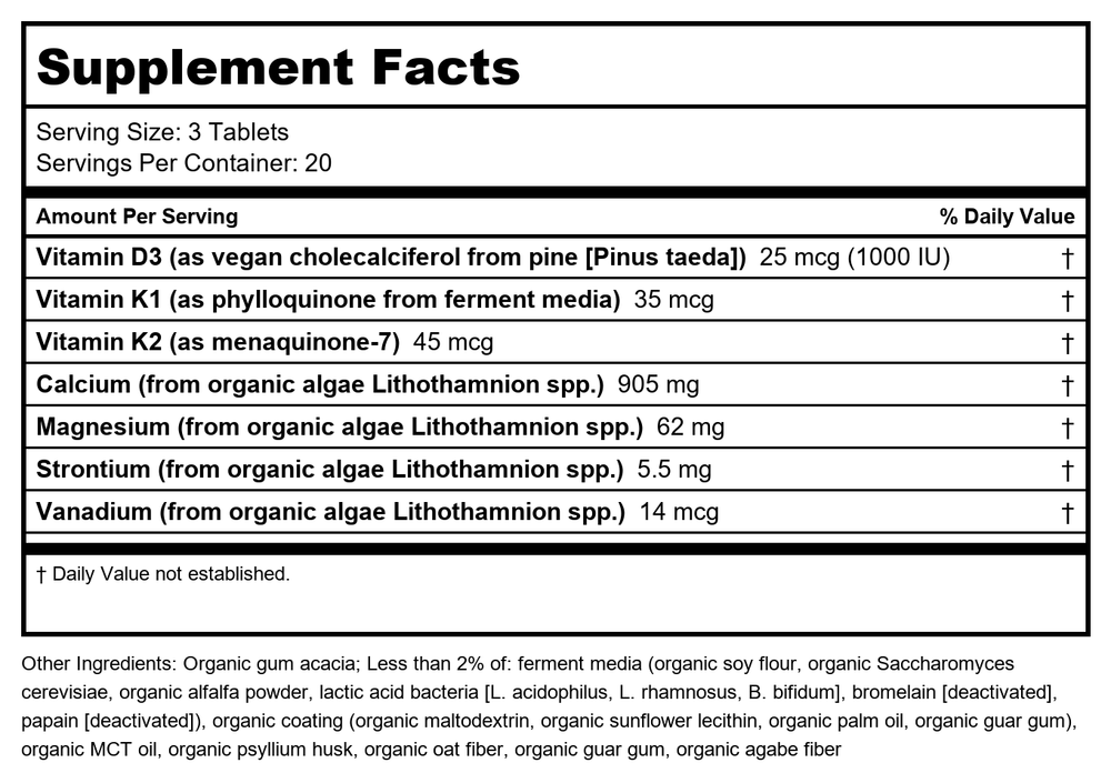 New Chapter Bone Strength Take Care 60 Tablets - Supplement Facts panel