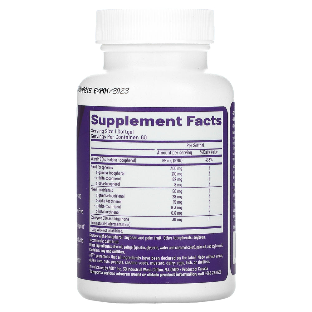 AOR Vision Support II 60 Softgels - Supplement Facts panel