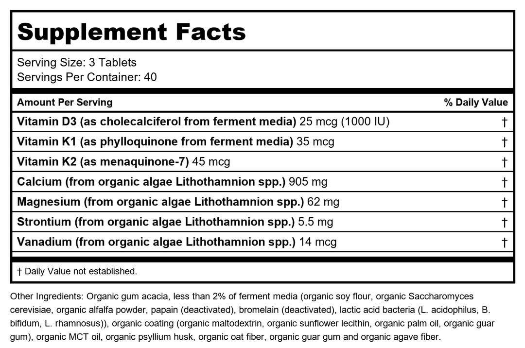 New Chapter Bone Strength Take Care 120 Slim Tablets - Supplement Facts panel