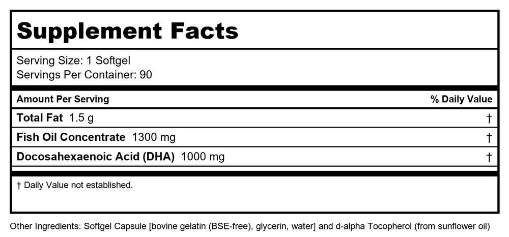 Now Foods DHA-500 Double Strength 90 Softgels - 1612 - 2 Pack - Supplement Facts panel