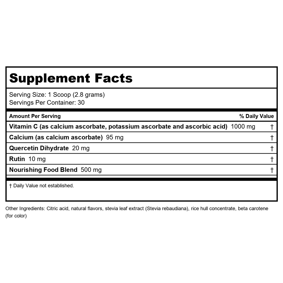 Innate Response C Complete Powder 2.9 oz - Supplement Facts panel
