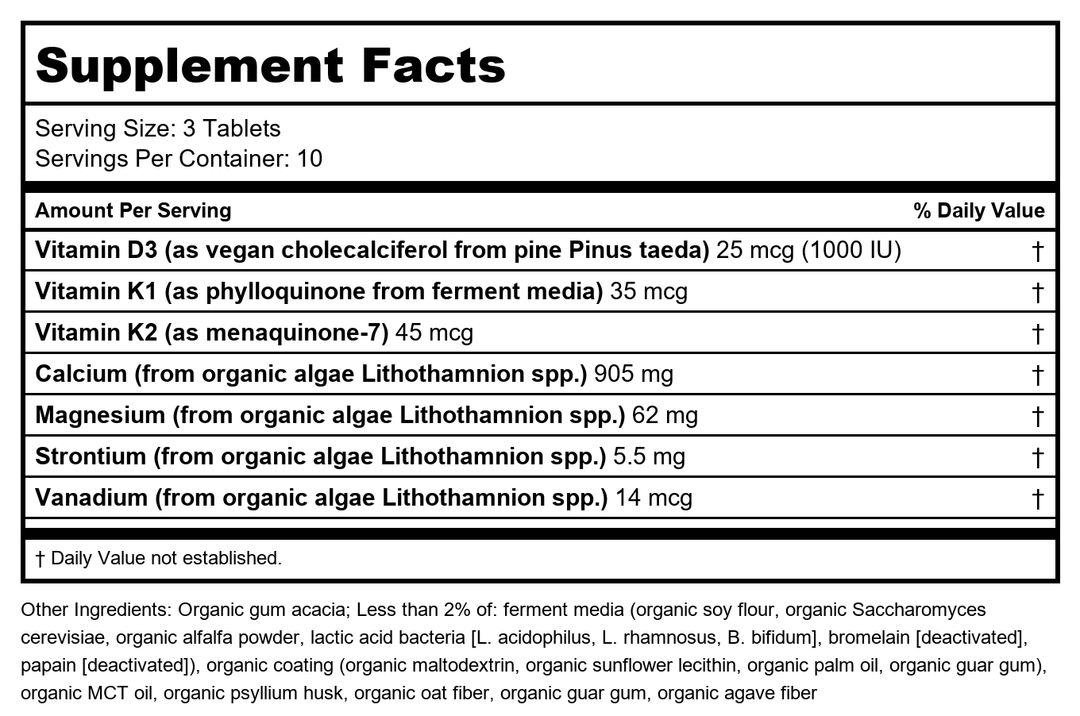 New Chapter Bone Strength Take Care 30 Tablets - Supplement Facts panel