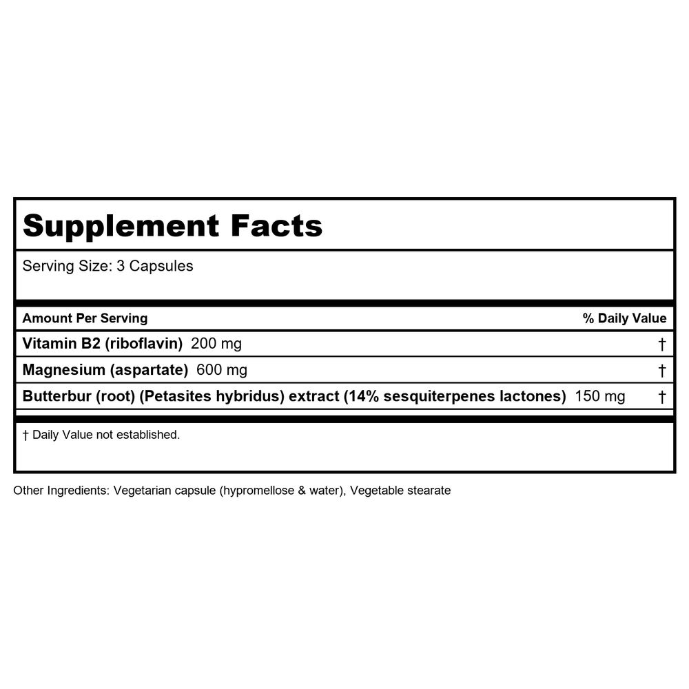 Karuna MigraMAXX 90 Vcaps - Supplement Facts panel