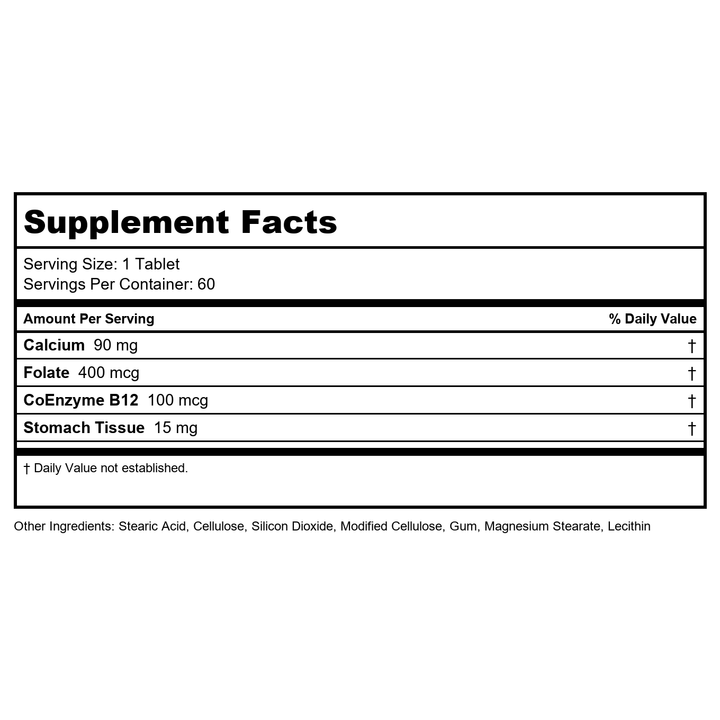Ecological Formulas Dibencozide 60 Tablets - Supplement Facts panel