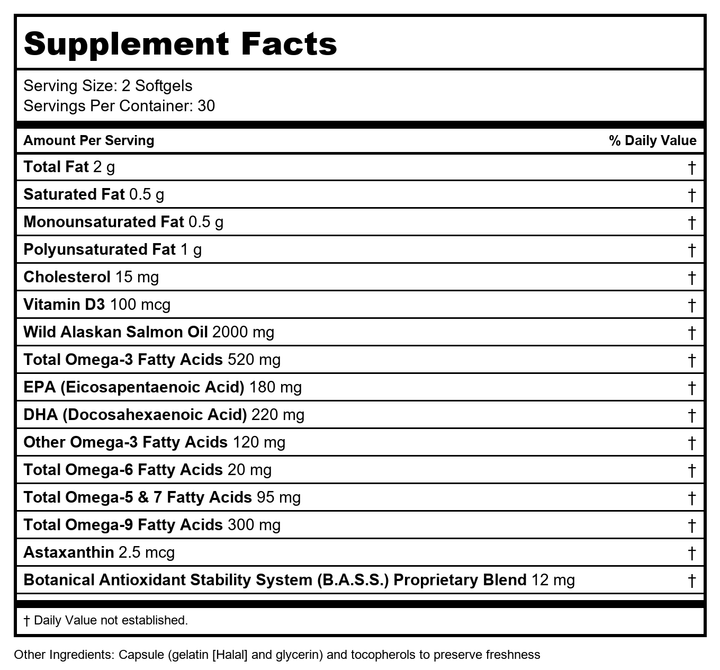 New Chapter Wholemega Fish Oil 1000 mg 60 Softgels - Supplement Facts panel