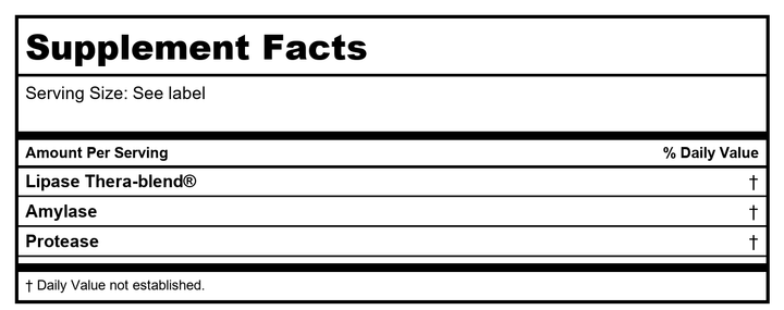 Enzyme Science Lypo Optimize 90 Vaps - Supplement Facts panel