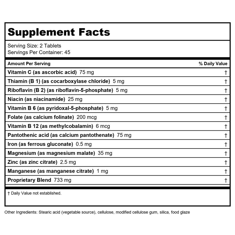Biotics Research ADB5-Plus 180 Tablets - Supplement Facts panel