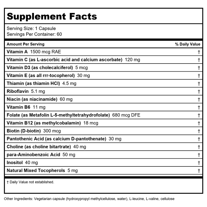 Klaire Labs L-Glutamine Powder 12.38 Ounce - Supplement Facts panel