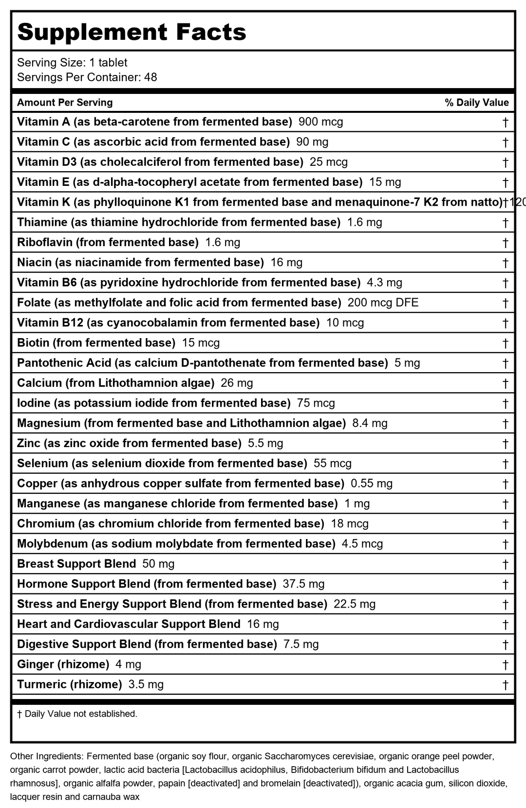 New Chapter Every Woman One Daily 40+ 48 Tablets - Supplement Facts panel