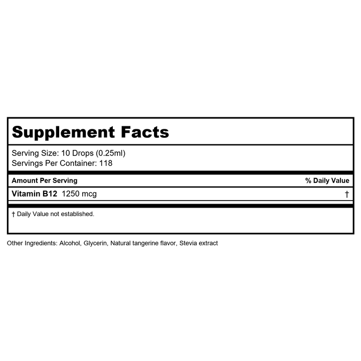 Apex Energetics B12-Max 1oz - K56 - Supplement Facts panel