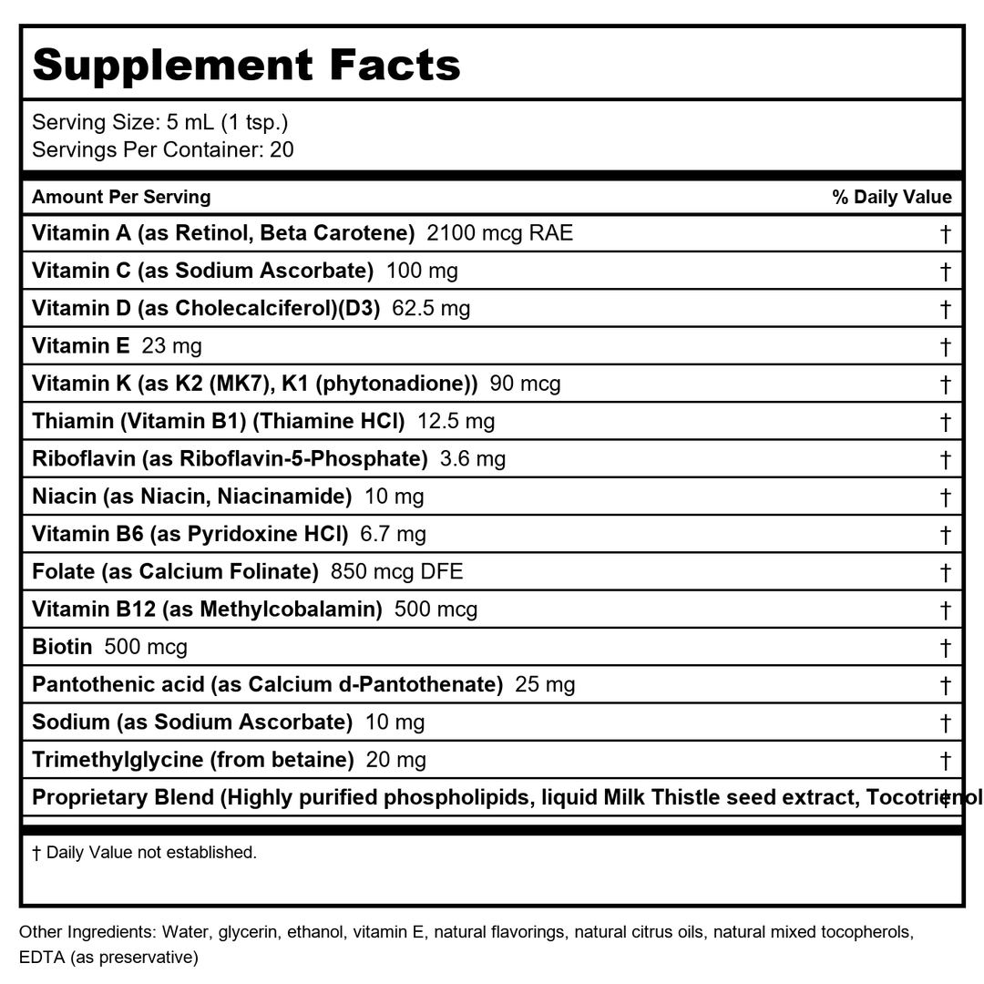 Quicksilver Scientific Ultra Vitamin 3.38 Ounce - Supplement Facts panel