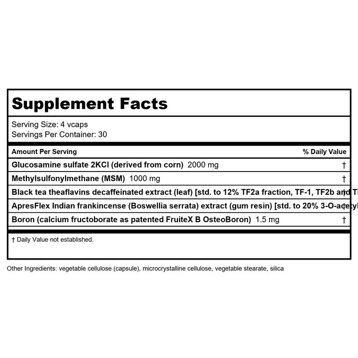 Life Extension Arthromax w/Theaflavins and Apresflex 120 Vcaps - Supplement Facts panel