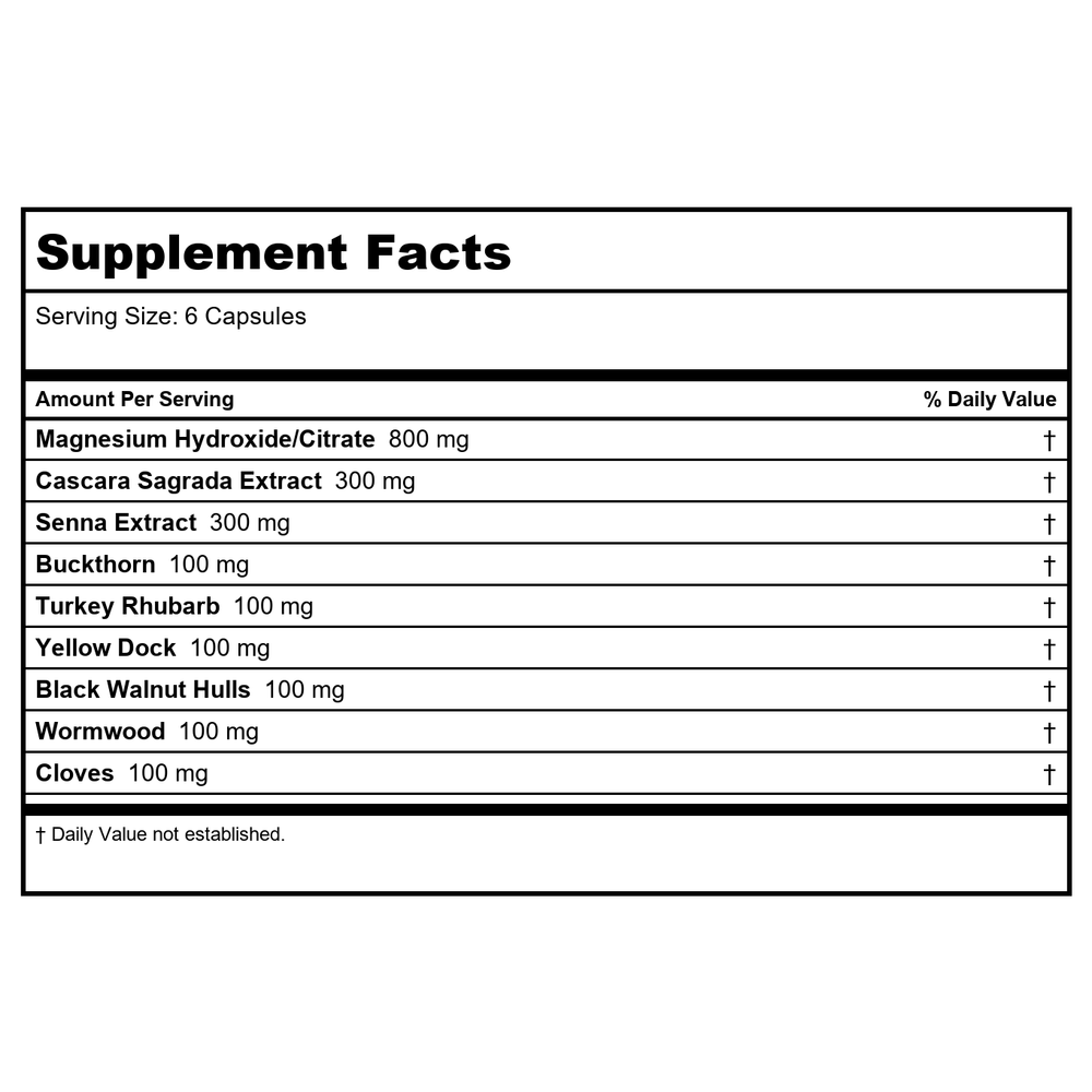 Only Natural Easy Colon Cleaner 120 Capsules - Supplement Facts panel
