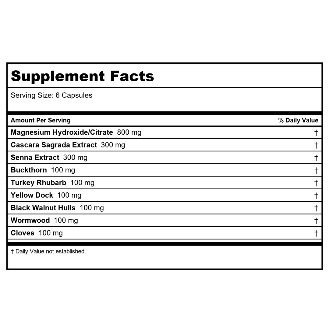 Only Natural Easy Colon Cleaner 120 Capsules - Supplement Facts panel