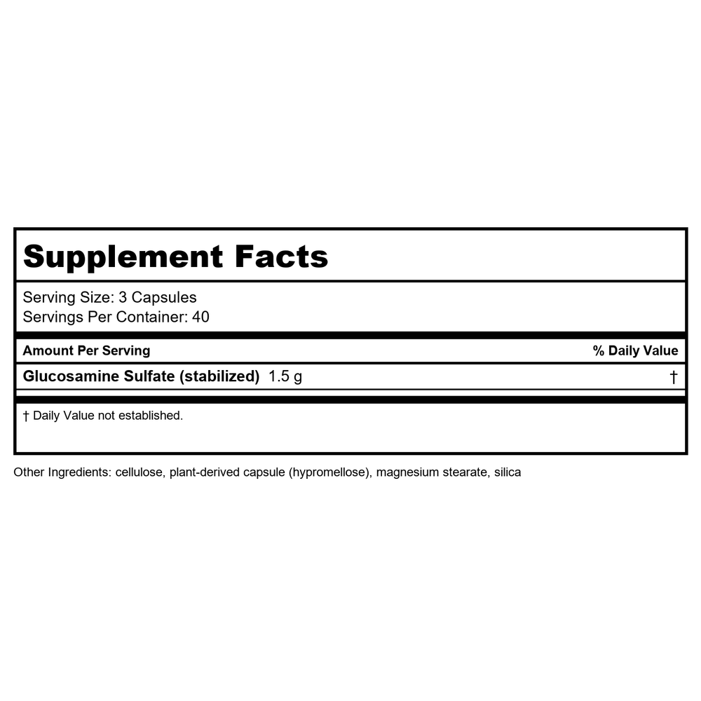 Nature's Way GS-500 Glucosamine Sulfate 240 Capsules - Supplement Facts panel