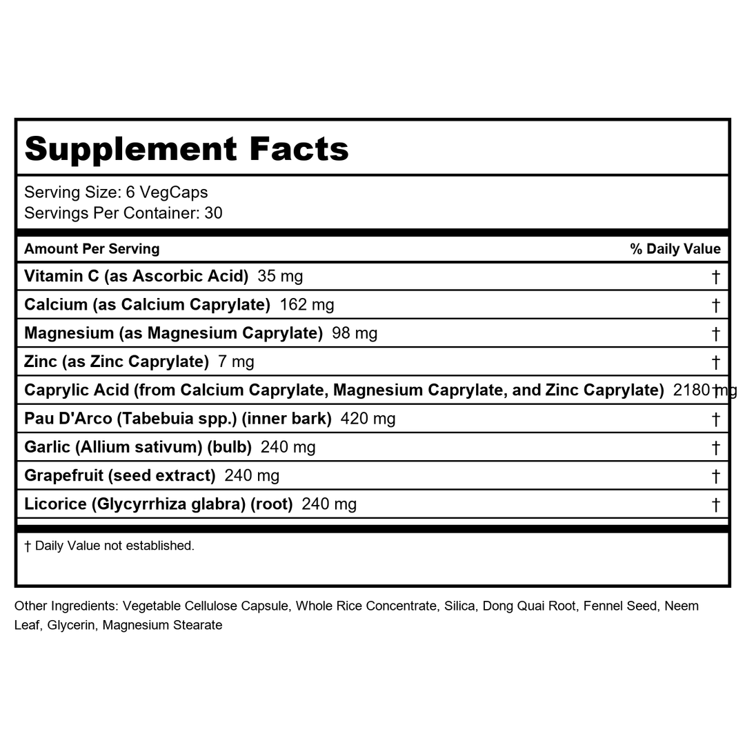 Solaray Yeast-Cleanse 180 Vcaps - Supplement Facts panel