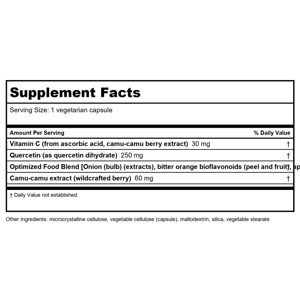 Life Extension Optimized Quercetin 60 Vcaps - 2 Pack - Supplement Facts panel